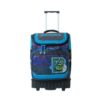 Boomerang Legend Extra Large School Trolley Bag, blue and green, featuring a distinctive "B" logo and a retractable handle for easy transport