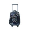 A colorful rolling backpack featuring gaming graphics and the text "Play Everywhere Gamer" with a game controller design.