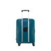 A rear image of sleek travelmate hard shell suitcase L-355 with a retractable handle and four wheels, and a cupholder perfect for travel.
