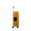 Side view of a sleek Travelmate Large Hard Shell Suitcase | L-355 with a retractable handle and wheels.