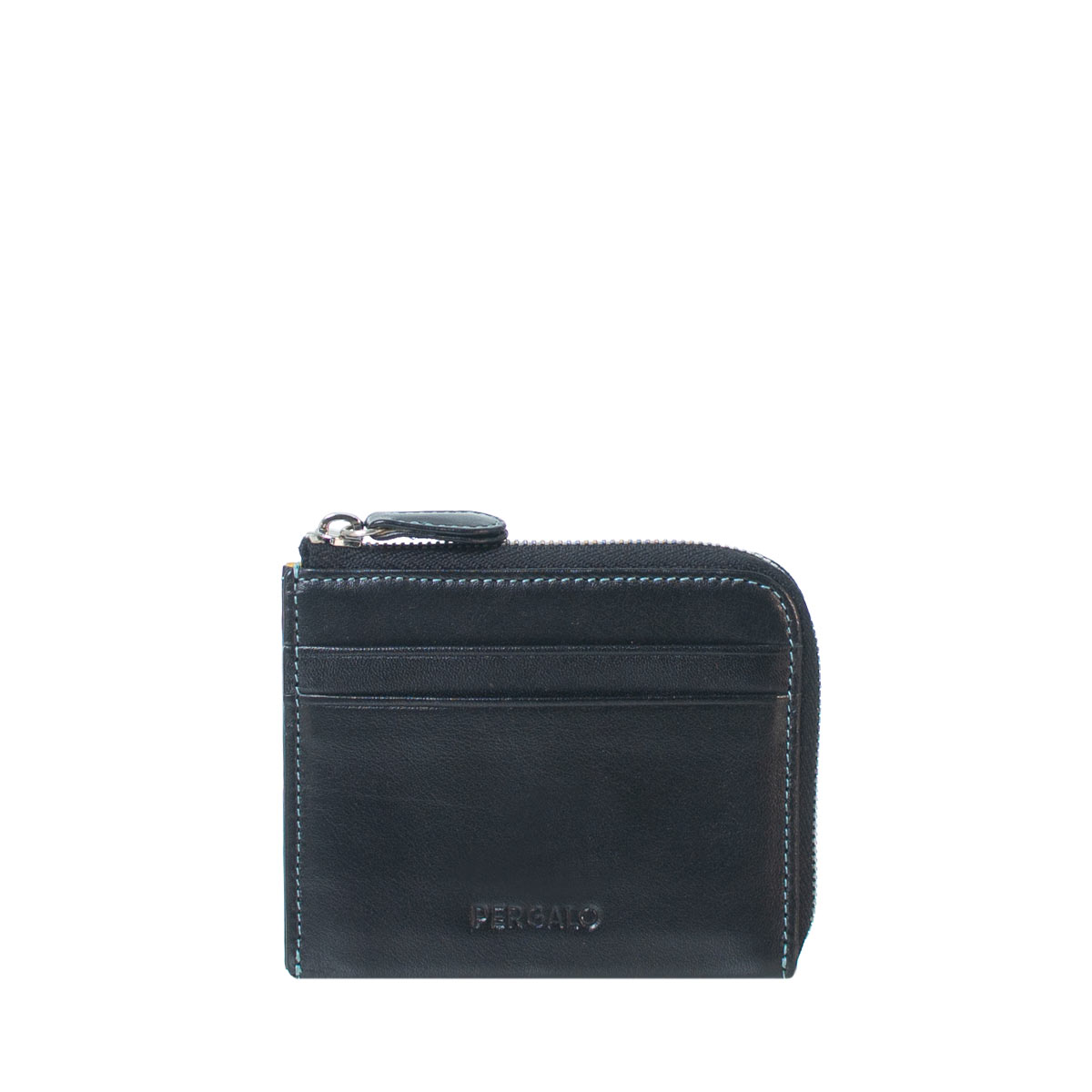 P-0501-PERGALO-WALLET-BLACK Pergalo Small Black Zip Around Purse