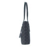 Side view of the POLO Iconic Medium Tote Bag in black showing the structured shape and shoulder handles.