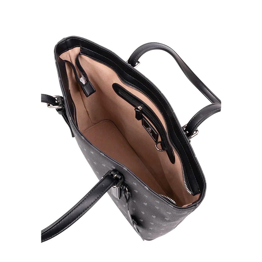 Interior of the POLO Iconic Medium Tote Bag showing the main compartment and interior zip pocket.