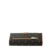 Back view of POLO Iconic dark brown purse showing the zip pocket and pony pattern